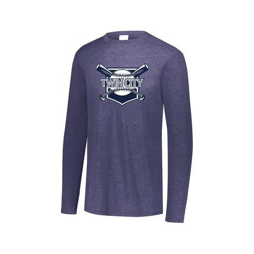 [FTLCUBNV-AXS-LOGO2] Decker Men's Tri-Blend T-Shirt - Long Sleeve (Adult XS, Navy, Logo 2)