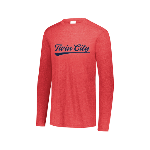 [FTLCUBRD-AXS-LOGO3] Decker Men's Tri-Blend T-Shirt - Long Sleeve (Adult XS, Red, Logo 3)
