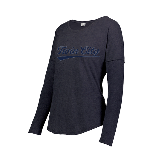 [FTLCUBNV-FAS-LOGO3] Decker Women's Tri-Blend T-Shirt - Long Sleeve (Female Adult S, Navy, Logo 3)